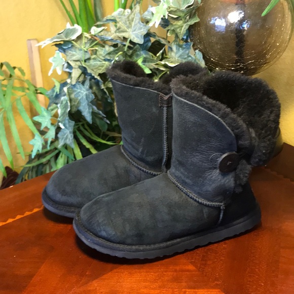 UGG Black Bailey Short Button Boots - Picture 2 of 8